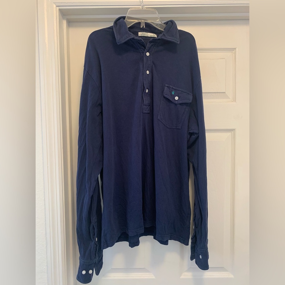 Criquet Men’s long sleeve navy blue polo shirt size XL